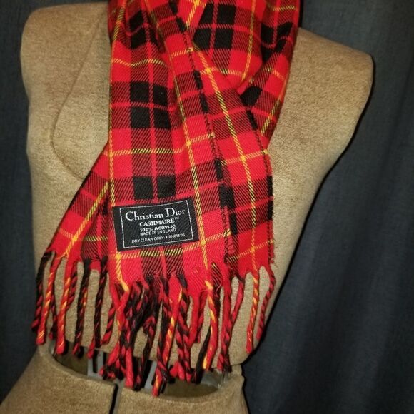 Christian Dior Cashmaire - plaid tartan scarf made in England - Picture 2 of 9